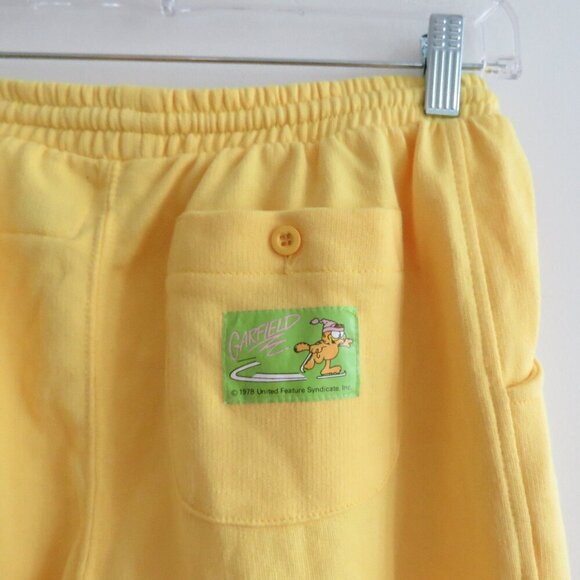 VINTAGE GARFIELD 1978 Yellow Cotton Joggers Pants Retro Cartoon - Size 26 Waist - Picture 3 of 10